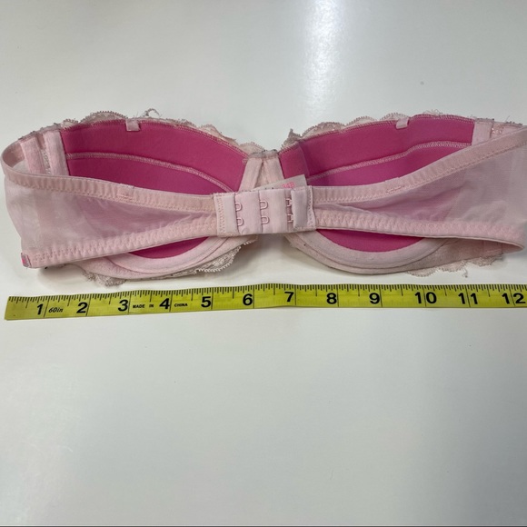 PINK Victorias Secret 34B Strapless Multiway Bra Pink Floral Lace Underwire - Picture 9 of 9